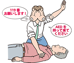 119番通報とAED手配 image